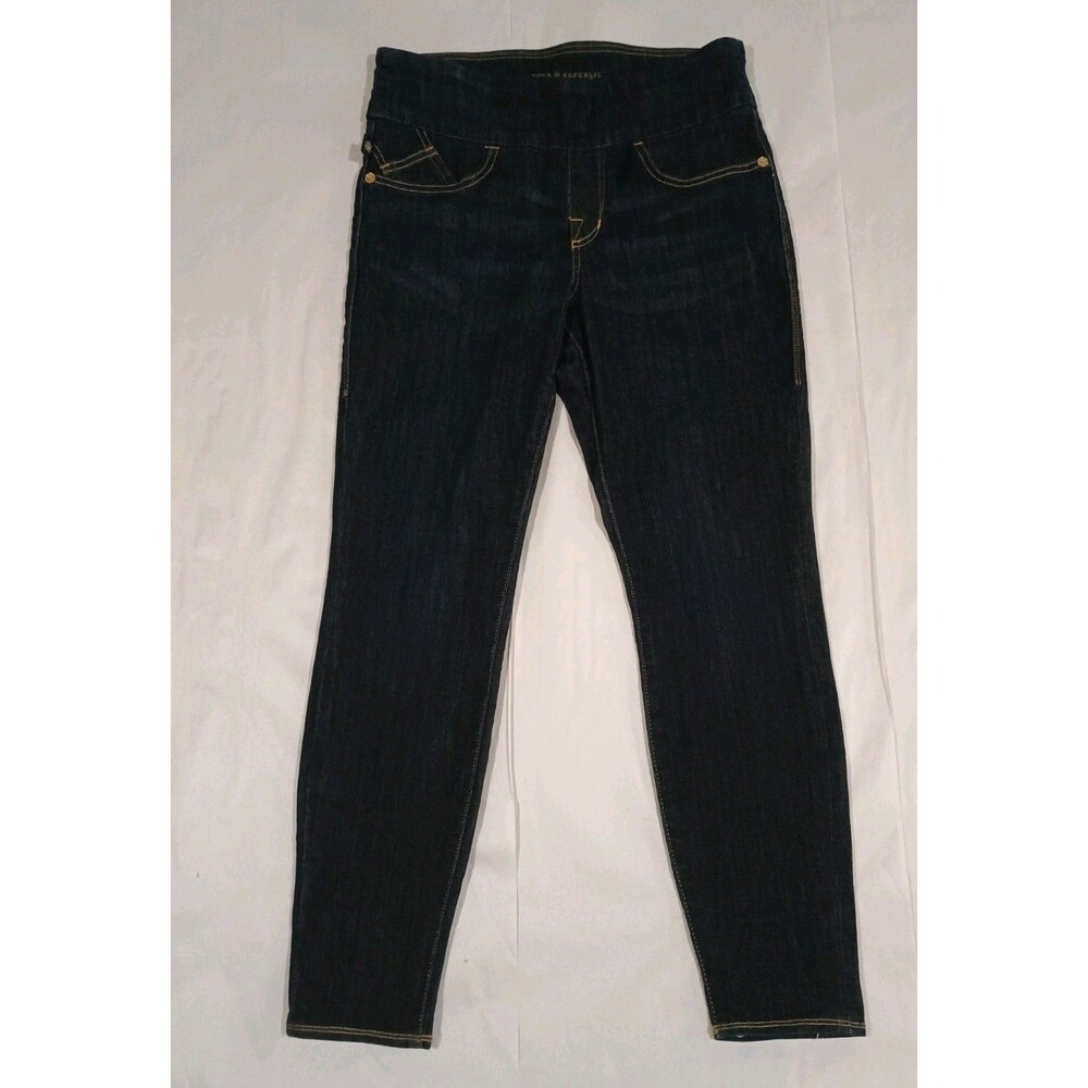 Rock & Republic Denim Rx Fever Pull On Jeans Women 12M Dark Wash Slim Straight